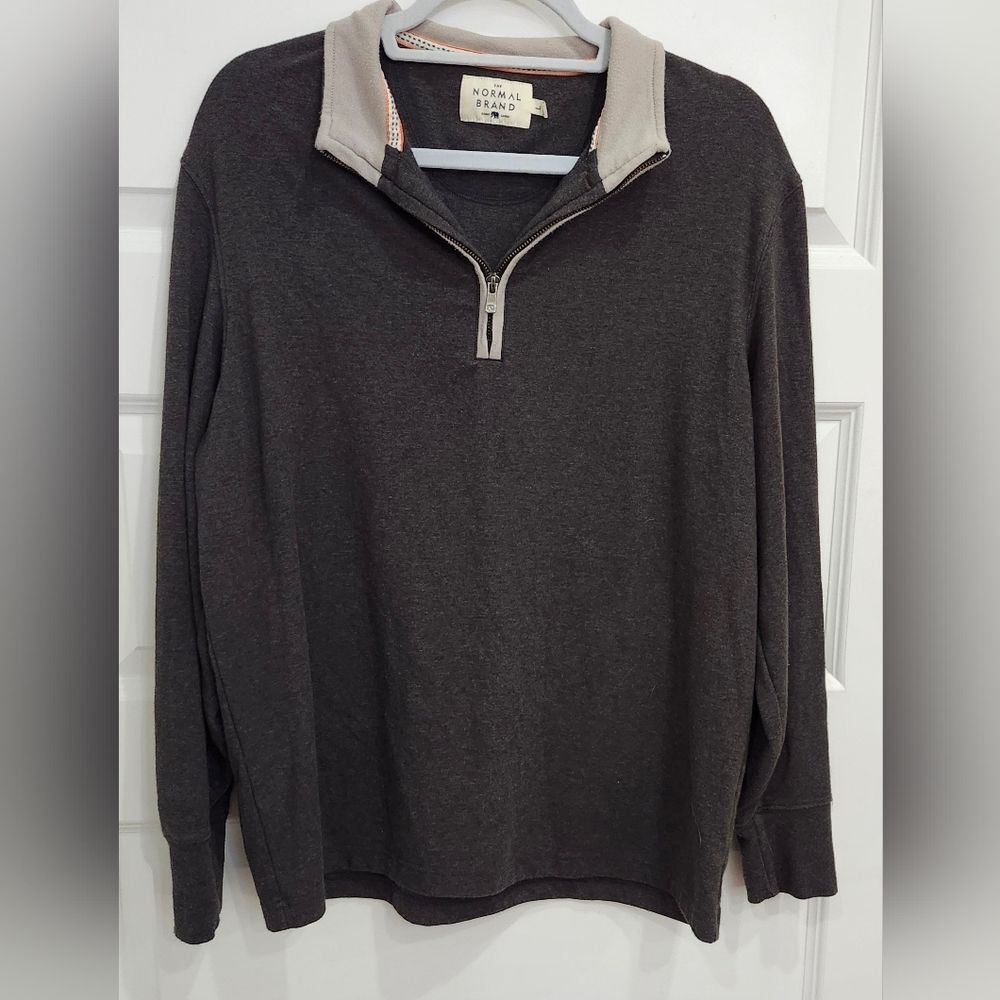 The Normal Brand Men's Gray Quarter-Zip Sweater
